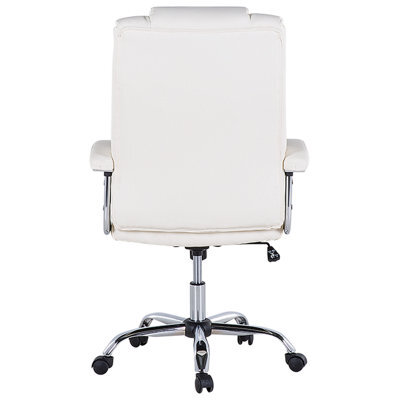 Wyld And Coco Luxwork Office Executive Chair - Light Beige Faux Leather, Height Adjustable, Swivel - image 1
