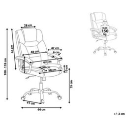 Wyld And Coco Luxwork Office Executive Chair - Light Beige Faux Leather, Height Adjustable, Swivel - thumbnail 5