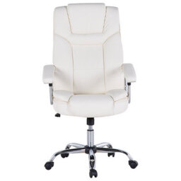 Wyld And Coco Luxwork Office Executive Chair - Light Beige Faux Leather, Height Adjustable, Swivel - thumbnail 4