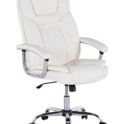 Wyld And Coco Luxwork Office Executive Chair - Light Beige Faux Leather, Height Adjustable, Swivel - thumbnail 2