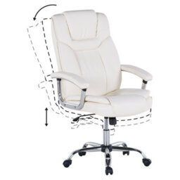 Wyld And Coco Luxwork Office Executive Chair - Light Beige Faux Leather, Height Adjustable, Swivel - thumbnail 7
