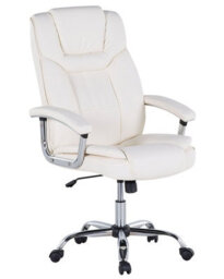 Wyld And Coco Luxwork Office Executive Chair - Light Beige Faux Leather, Height Adjustable, Swivel - thumbnail 3