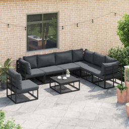 Berkfield Garden Sofa Set With Cushion 7 Pcs Black Aluminium - thumbnail 3