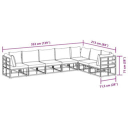 Berkfield Garden Sofa Set With Cushion 7 Pcs Black Aluminium - thumbnail 9
