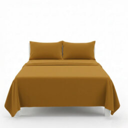 Easy Care Flat Bed Sheet Polycotton Durable Low Maintenance Bedding Mustard - thumbnail 2