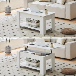 Wooden Lift Up Top Coffee Table With Storage Shelf Living Room Home Office - thumbnail 3