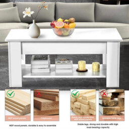 Wooden Lift Up Top Coffee Table With Storage Shelf Living Room Home Office - thumbnail 5