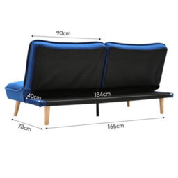 Living And Home Blue 2 Seat Fabric Upholstered Sofa Couch Convertible Sofabed With Wood Leg - thumbnail 8