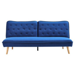 Living And Home Blue 2 Seat Fabric Upholstered Sofa Couch Convertible Sofabed With Wood Leg - thumbnail 3