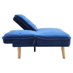 Living And Home Blue 2 Seat Fabric Upholstered Sofa Couch Convertible Sofabed With Wood Leg - thumbnail 4