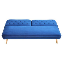 Living And Home Blue 2 Seat Fabric Upholstered Sofa Couch Convertible Sofabed With Wood Leg - thumbnail 5