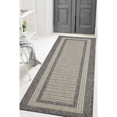 Melrose County Border Steel Grey Indoor Non-Slip Large Area Runner Rug 060/230Cm - image 1