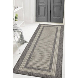 Melrose County Border Steel Grey Indoor Non-Slip Large Area Runner Rug 060/230Cm - thumbnail 1