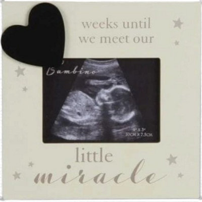 Widdop Gifts Little Miracle Baby Scan Photo Frame With Chalkboard Countdown, Cream, Holds 10 X 7.5 Cm Photo