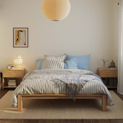 Flexispot Maple King Size Solid Wood Bed Frame With Japanese Joinery, 150 X 200 Cm - image 1