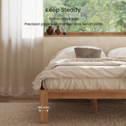 Flexispot Maple King Size Solid Wood Bed Frame With Japanese Joinery, 150 X 200 Cm - thumbnail 5