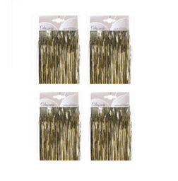 Decoris 4X Gold Lametta Foil Tinsel Garland Strands Christmas Tree Decoration 50Cm X 40Cm