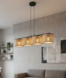 Emibig Lighting Emibig Eco Pendant Lamp 4 X E27 Black / Rattan - thumbnail 3