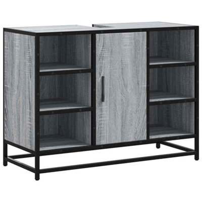 Berkfield Industrial Bathroom Sink Cabinet Grey Sonoma 80X33X60 Cm Engineered Wood