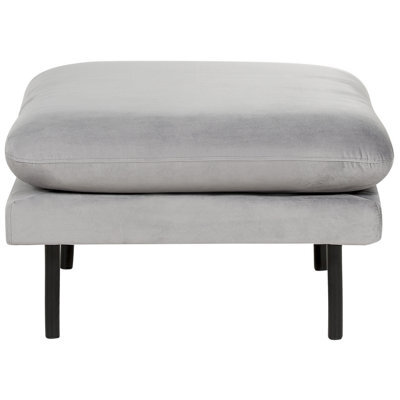 Wyld And Coco Glamour Velvet Pillow-Top Ottoman Footstool Grey With Aluminium Legs, W70 X D70 X H44Cm - image 1