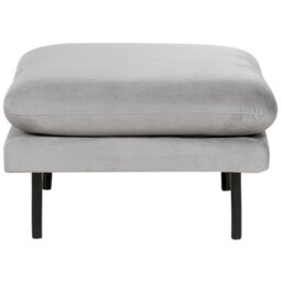 Wyld And Coco Glamour Velvet Pillow-Top Ottoman Footstool Grey With Aluminium Legs, W70 X D70 X H44Cm - thumbnail 1