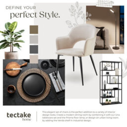 Tectake Set Of 4 Dining Chair Sasha- Padded Armchair In Velvet Look, Continuous Backrest  - Cream - thumbnail 8
