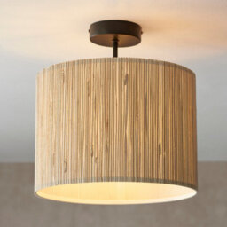 Luminosa Lighting Luminosa Longshore Single Semi Flush Ceiling Lamp, Natural Seagrass, Matt Black - thumbnail 2