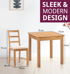 Hallowood Furniture Hereford Small Dining Table With 4 Ladder Back Oak Chairs (Beige Seat) - thumbnail 3