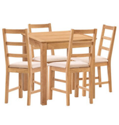 Hallowood Furniture Hereford Small Dining Table With 4 Ladder Back Oak Chairs (Beige Seat) - thumbnail 8