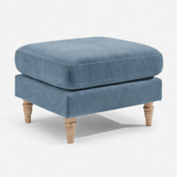 Furniturebox Uk Bernie Blue Chenille Fabric Footstool - thumbnail 3