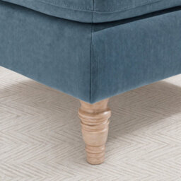 Furniturebox Uk Bernie Blue Chenille Fabric Footstool - thumbnail 4