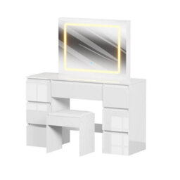 High Gloss White Dressing Table Vanity Makeup Desk 7 Drawers - thumbnail 4