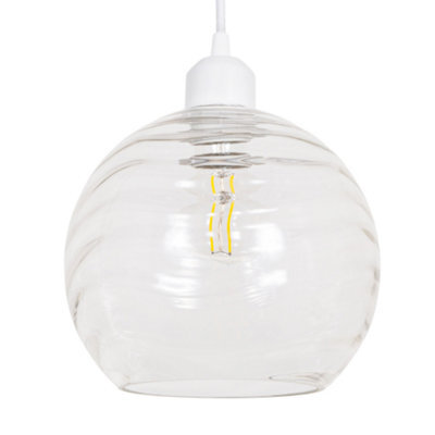 Happy Homewares Modern Designer Clear Circular Ribbed Glass Non Electric Pendant Lamp Shade - image 1