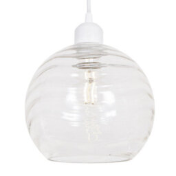 Happy Homewares Modern Designer Clear Circular Ribbed Glass Non Electric Pendant Lamp Shade - thumbnail 2