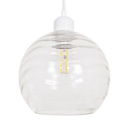 Happy Homewares Modern Designer Clear Circular Ribbed Glass Non Electric Pendant Lamp Shade - thumbnail 1