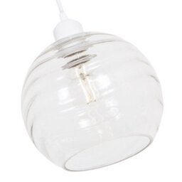 Happy Homewares Modern Designer Clear Circular Ribbed Glass Non Electric Pendant Lamp Shade - thumbnail 3
