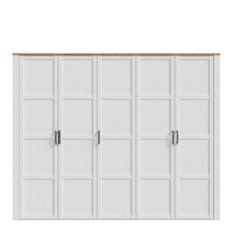 Wyld Haus Geneva 5-Door Wardrobe In White Riviera Oak And Sibiu Light Larch With Shelves And Hanging Rails - thumbnail 3