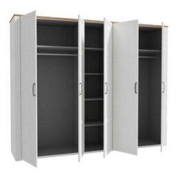 Wyld Haus Geneva 5-Door Wardrobe In White Riviera Oak And Sibiu Light Larch With Shelves And Hanging Rails - thumbnail 4