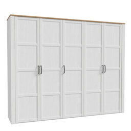 Wyld Haus Geneva 5-Door Wardrobe In White Riviera Oak And Sibiu Light Larch With Shelves And Hanging Rails - thumbnail 8
