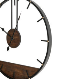 Wyld And Coco Nordichaus Wall Clock Black Metal And Wood Industrial Scandi 60Cm - thumbnail 5