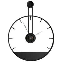 Wyld And Coco Nordichaus Wall Clock Black Metal And Wood Industrial Scandi 60Cm - thumbnail 3