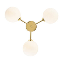Happy Homewares Contemporary Chic Polished Gold Ceiling Light With Opal White Globe Glass Shades - thumbnail 5