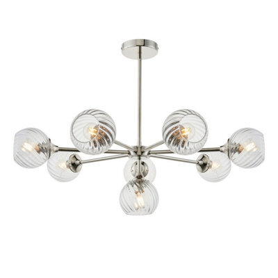 Luminosa Lighting Luminosa Allegra 8 Light Multi Arm Glass Shade Ceiling Pendant Bright Nickel - image 1