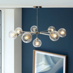 Luminosa Lighting Luminosa Allegra 8 Light Multi Arm Glass Shade Ceiling Pendant Bright Nickel - thumbnail 3