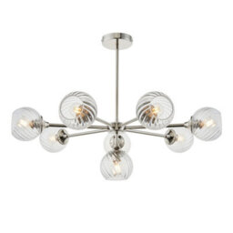 Luminosa Lighting Luminosa Allegra 8 Light Multi Arm Glass Shade Ceiling Pendant Bright Nickel - thumbnail 1