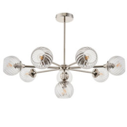 Luminosa Lighting Luminosa Allegra 8 Light Multi Arm Glass Shade Ceiling Pendant Bright Nickel - thumbnail 6