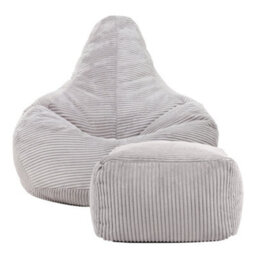 icon Dalton Cord Adults Bean Bag Recliner And Pouffe, Ready Filled Beanbag And Footstool Grey - thumbnail 4