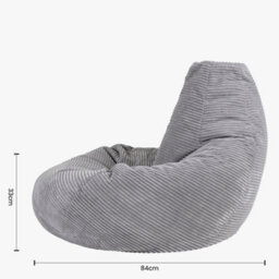icon Dalton Cord Adults Bean Bag Recliner And Pouffe, Ready Filled Beanbag And Footstool Grey - thumbnail 9