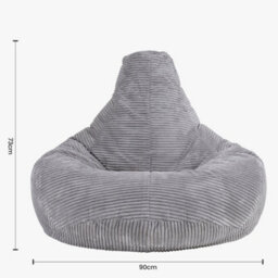 icon Dalton Cord Adults Bean Bag Recliner And Pouffe, Ready Filled Beanbag And Footstool Grey - thumbnail 8
