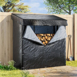 Metal Firewood Log Holder Rack Outdoor Wood Store Storage Shed Waterproof Cover - thumbnail 1